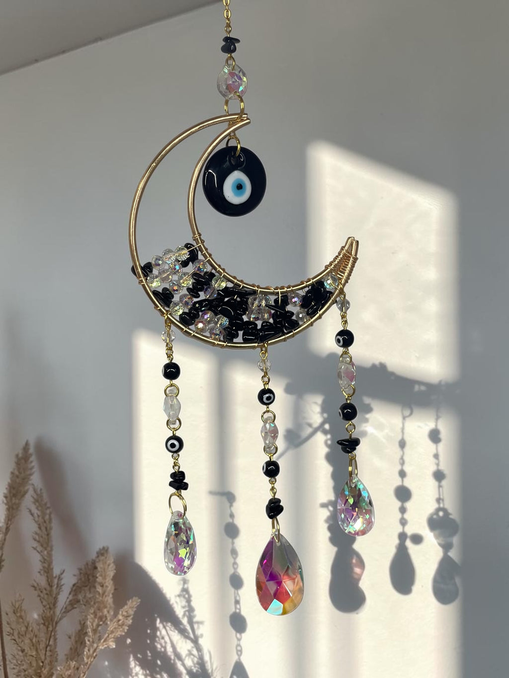 Obsidian evil eye - sun catcher