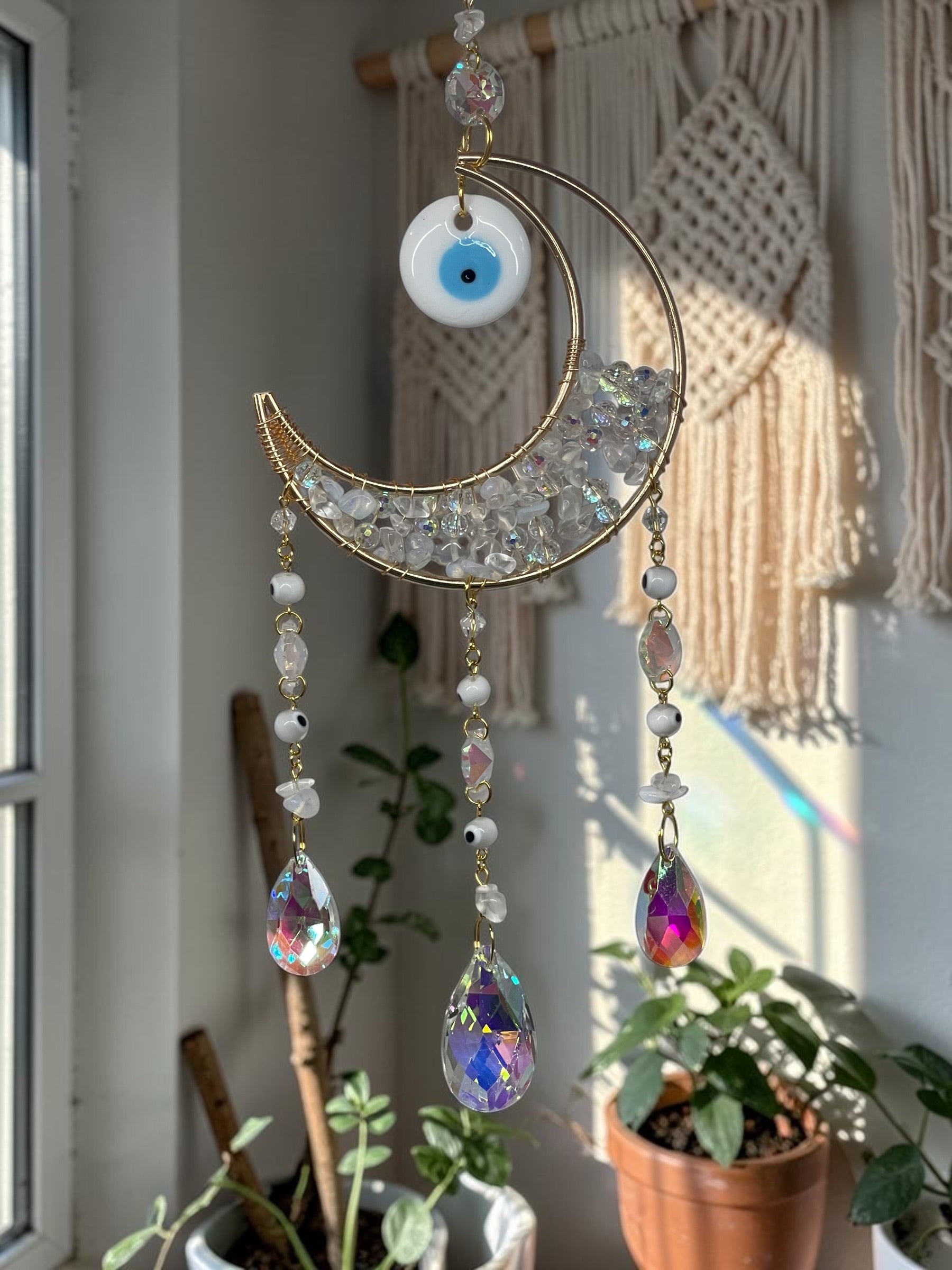 Opalite evil eye sun catcher