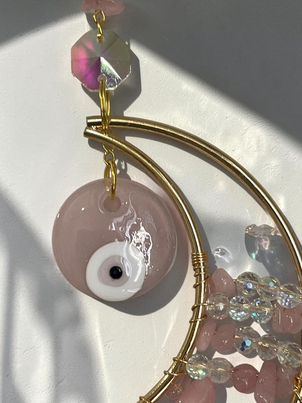 Rose Quarts Evil eye - sun catcher