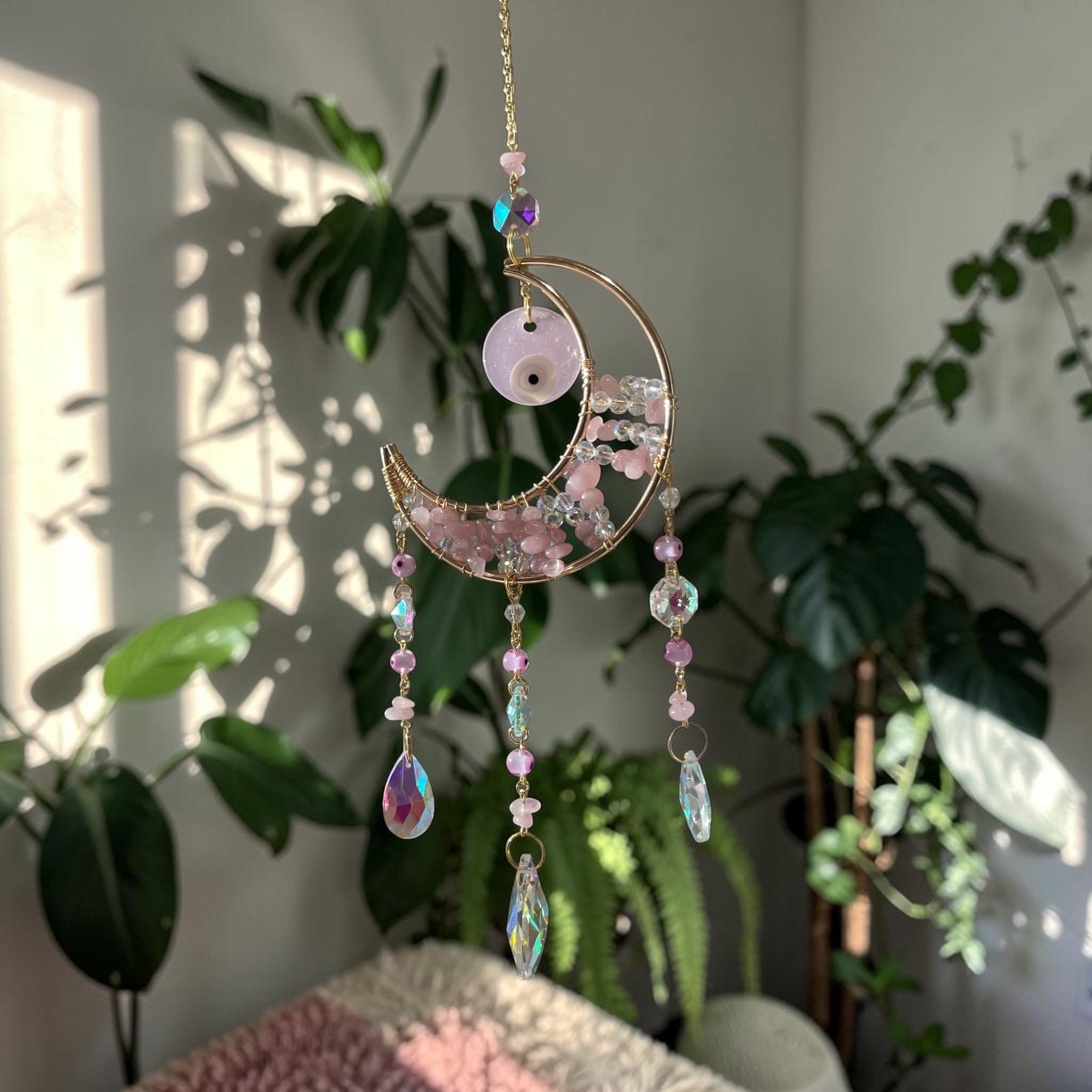 Rose Quarts Evil eye - sun catcher