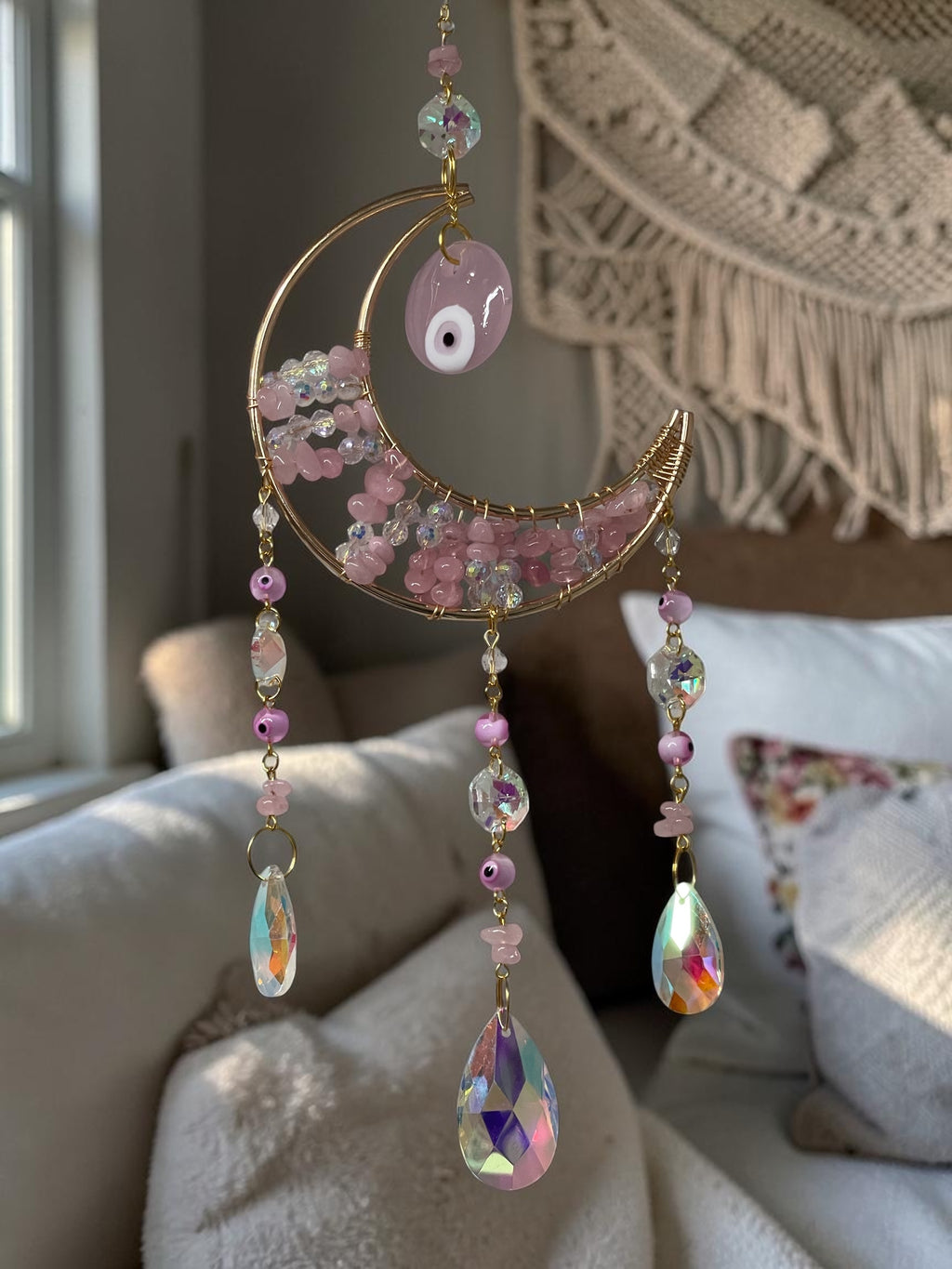 Rose Quarts Evil eye - sun catcher