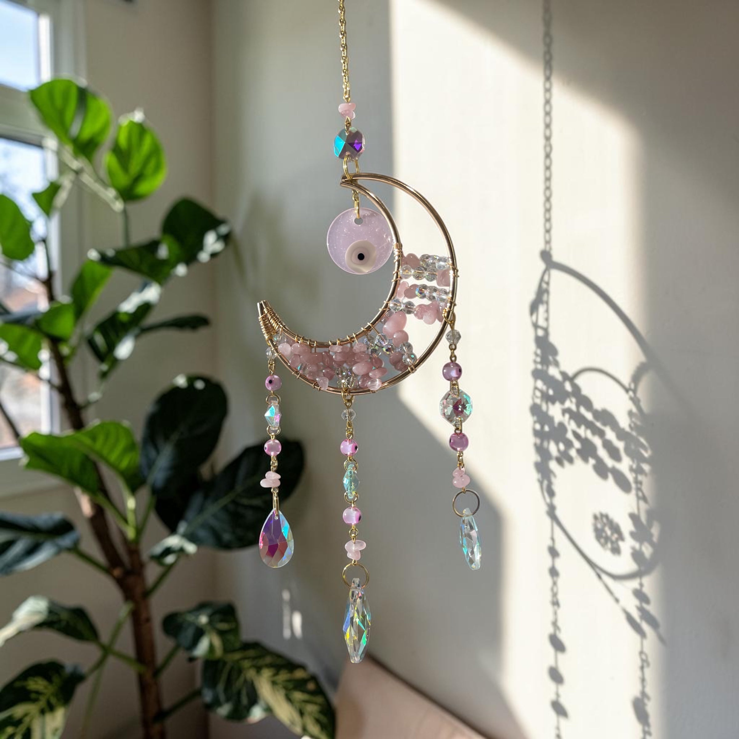 Rose Quarts Evil eye - sun catcher